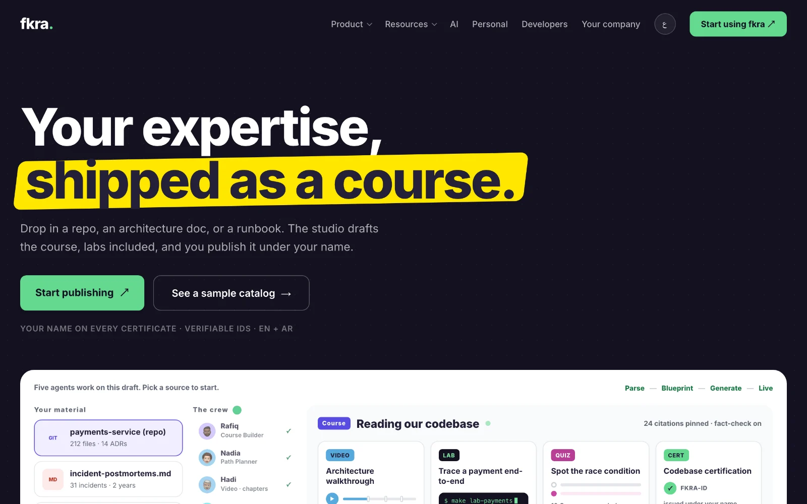 The /creators marketing page hero